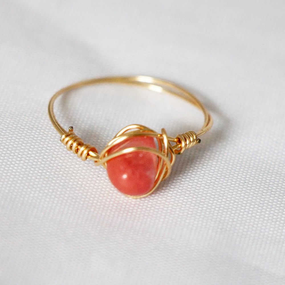 Melting Stone Gold Wire Wrap Ring